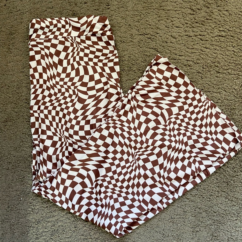 SHEIN brown and white checkered Pants
